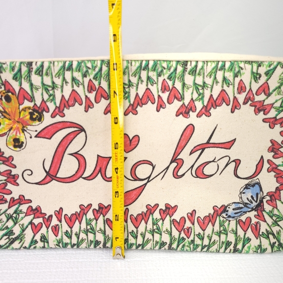 BRIGHTON Love Tweet Canvas Large Tote Bag Birds Hearts Butterflys Shoulder Carry - Picture 11 of 12